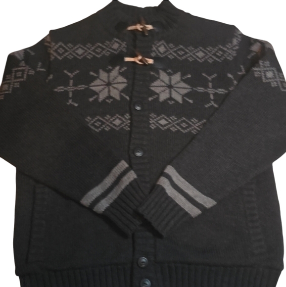 Weatherproof Vintage Men's Fair Isle Cardigan Sweater Jacket Grey X-Large XL EUC - Picture 2 of 12